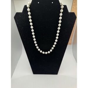 Vintage Monet White And Gold tone Beaded Necklace - 18"